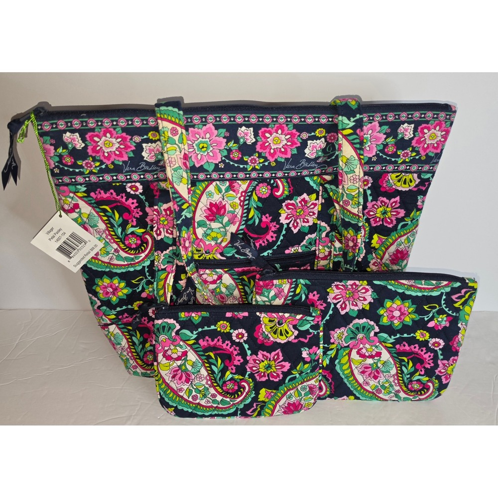 Vera Bradley Petal Paisley Villager Tote Bag and Pouch Set 14557-154 NWT - Picture 2 of 15